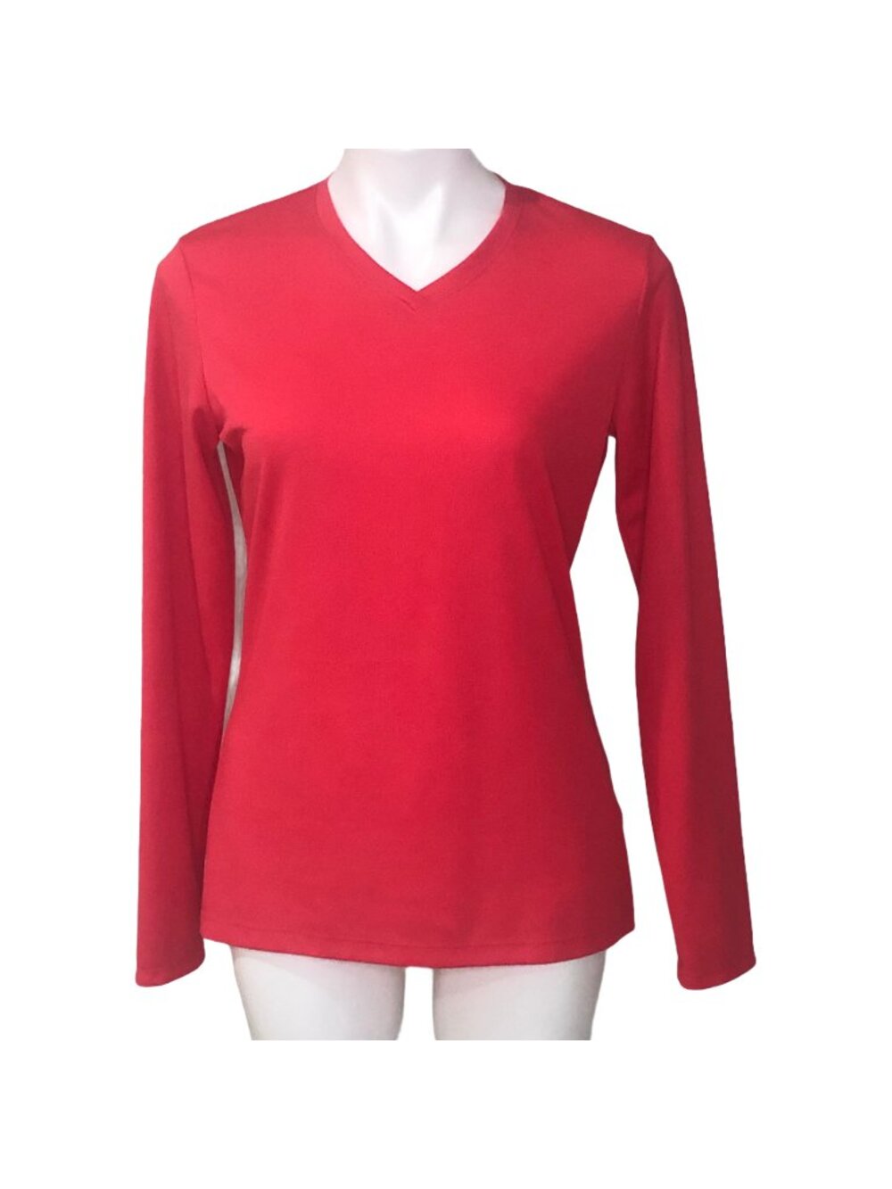 Asics Women's Logo Pink Long Sleeve Athletic Top, V-Neck Size M